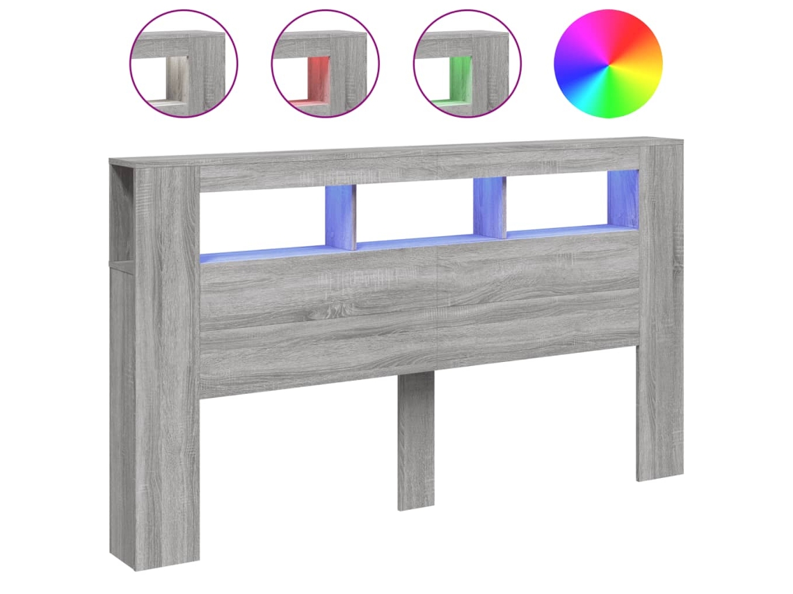 Led Headboard, Led Headboards Vidaxl Cinzeto Madeira Processada (180 X 103.5 Cm)