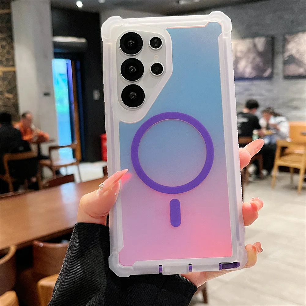 (samsung S24 Plus, Roxo) Capa De Celular À Prova De Choque Para Samsung, Design Reforçado De Camada Dupla, Compatível Com Fixação Magnética Magsafe.