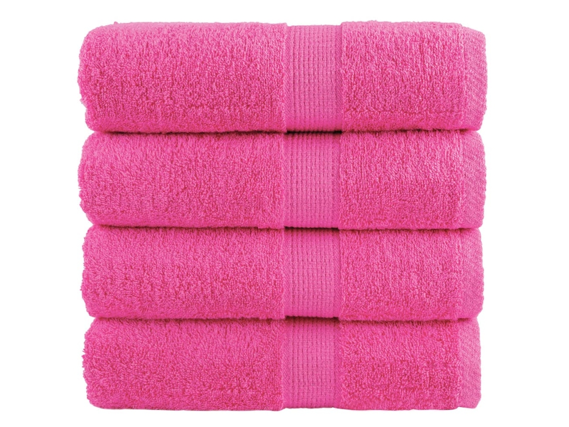 Conjunto 4 Toalha De Bidé Vidaxl Cor-de-rosa Algodão (50 X 30 Cm)