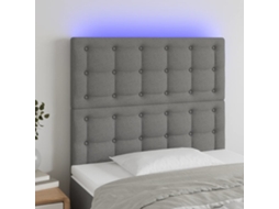 Vidaxl Cabeceira De Cama C/ Led Tecido 100x5x118/128 Cm Cinza-escuro
