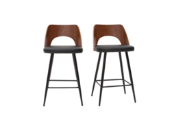 Conjunto de 2 bancos de cozinha design preto e nogueira 66 5 cm Falcom MILIBOO