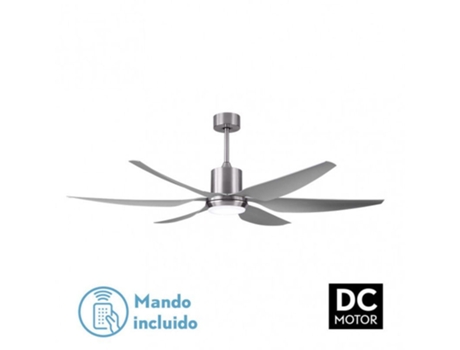 Ventilador Dc Otto 24W 2950Lm Níquel 6 Lâminas Prateadas Reg.X167D 3000-4000-6000K 2 Hastes com Controle Memória e Temporizador FABRILAMP