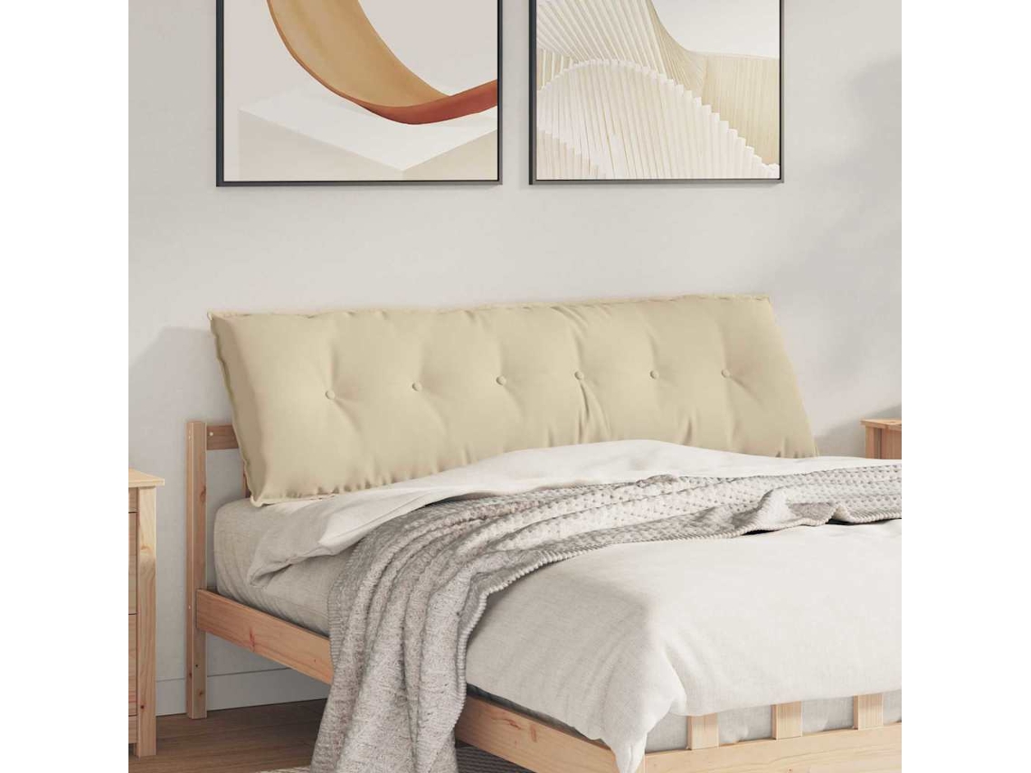 Vidaxl Travesseiro Para Costas Creme 160 X 50 Cm Tecido De Microfibra