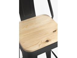 Pack 6 Bancos Torix Encosto Madeira Natural 95 Cm - Preto Mate