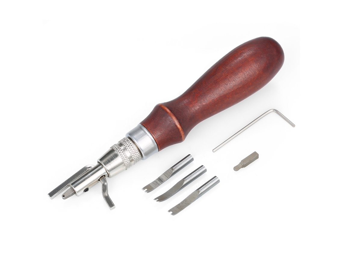 5 Em 1 Ferramenta Manual De Madeira E Aço Para Couro: Ranurador, Plissador E Biselador Profissional Para Ledercraft Diy