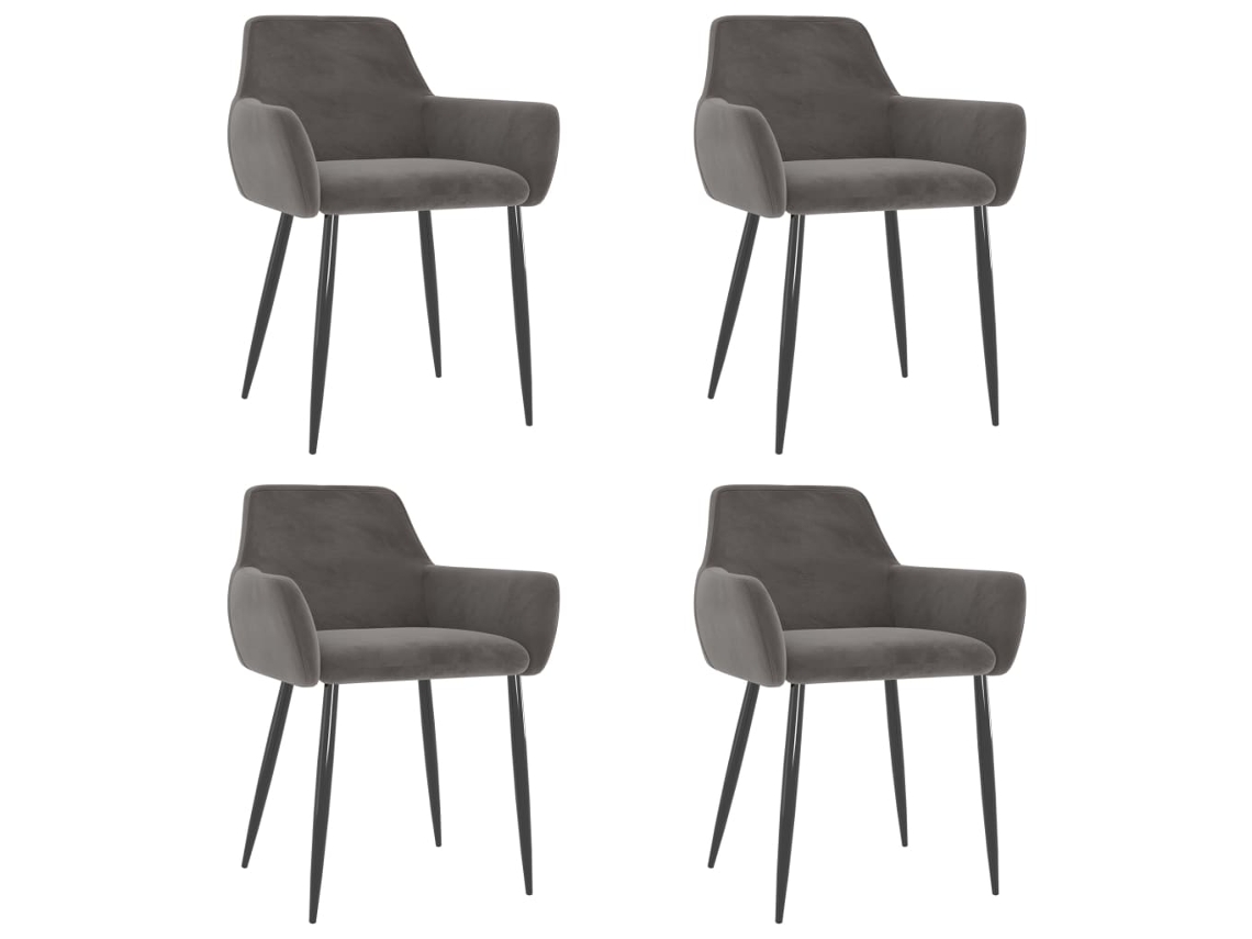 Vidaxl Cadeiras De Jantar 4 Pcs Veludo Cinzento-escuro