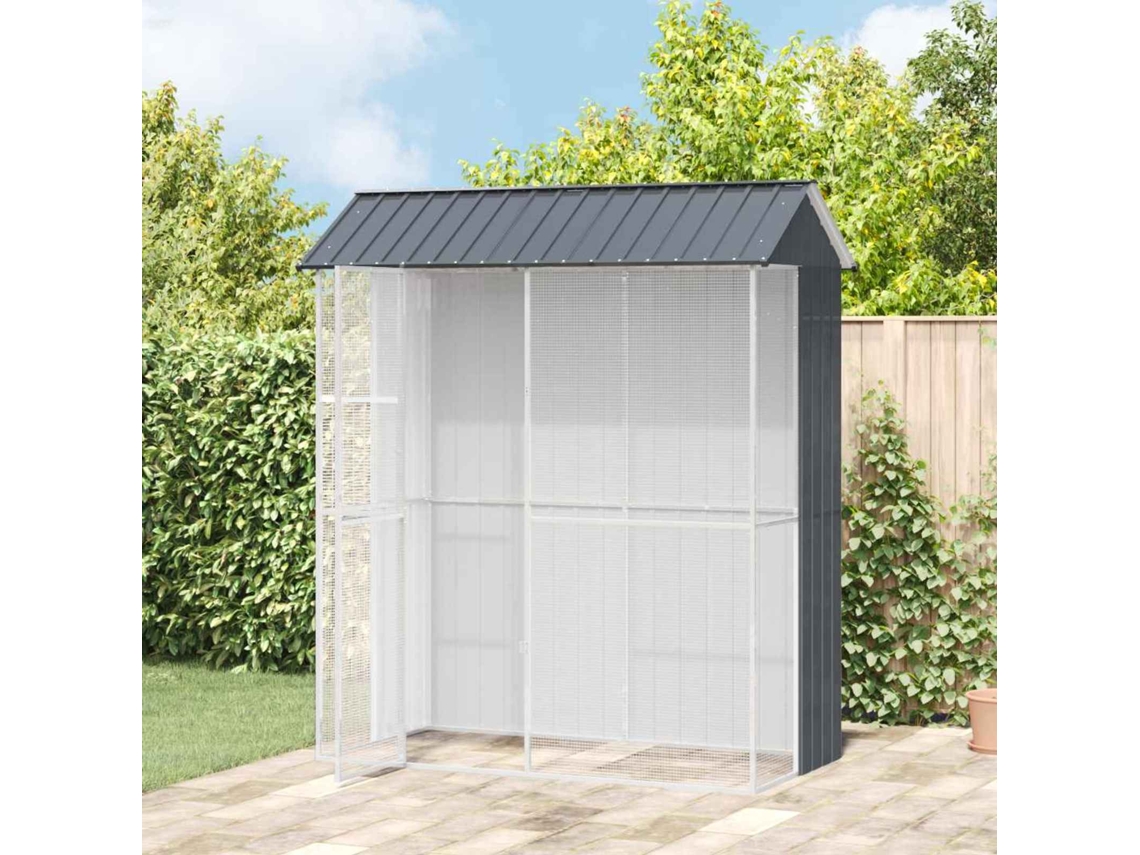 Vidaxl Gaiola Para Pássaros Antracite 215 X 110 X 247 Cm