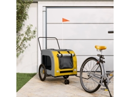 Vidaxl Reboque Bicicleta P/ Animais Tecido Oxford/ferro Amarelo/cinza