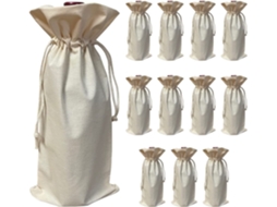 (pacote Com 12) Sacolas De Presente Para Garrafas De Vinho Em Tecido De Algodão Natural Com Cordão