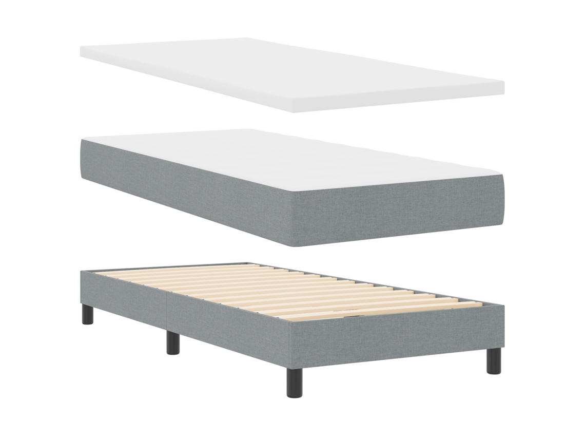 Conjunto 1 Cama Box Vidaxl Cinzento-claro Tecido (90 X 190 Cm)