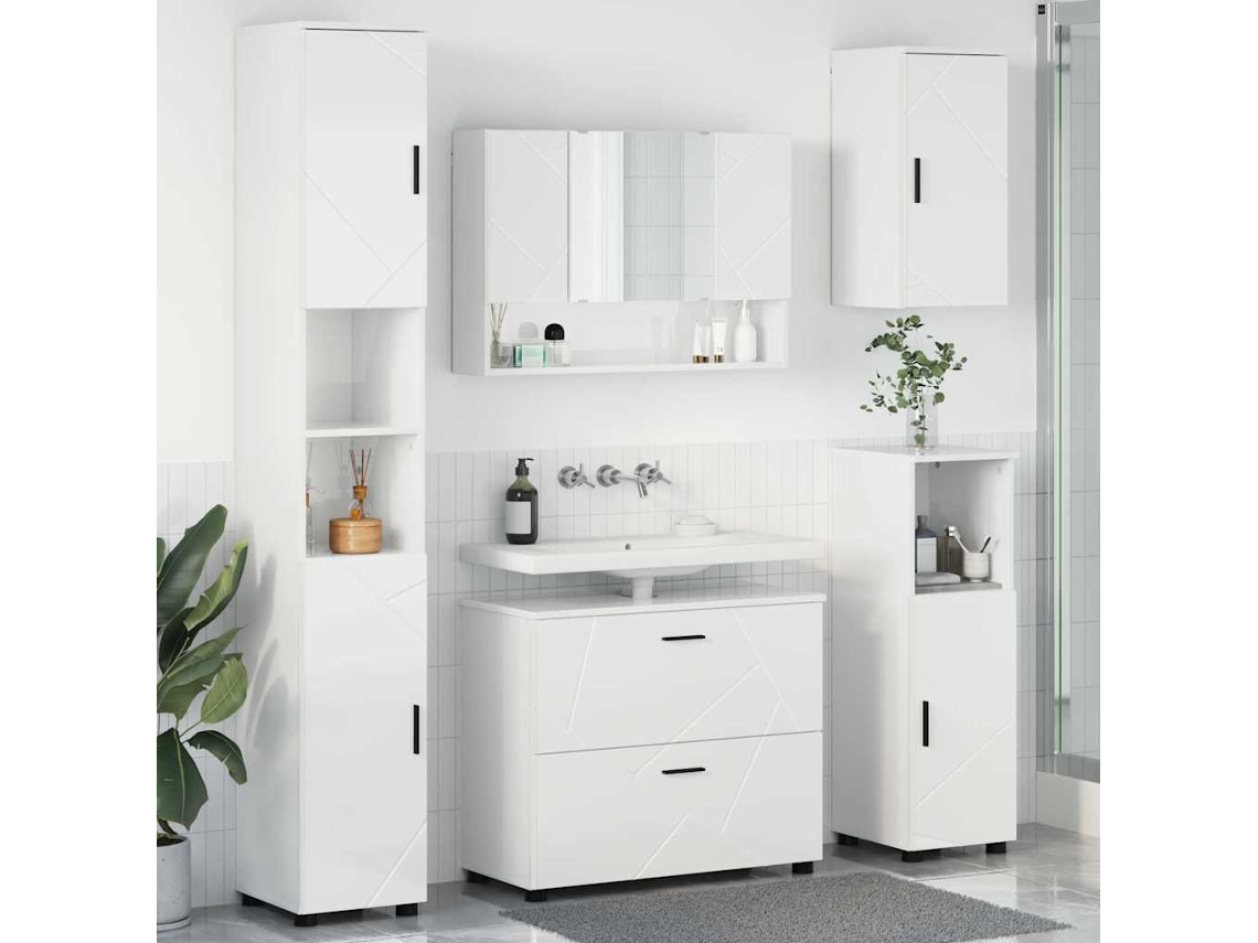 Vidaxl Conjunto De Móveis Para Banheiro 5 Pcs Branco Brilhante