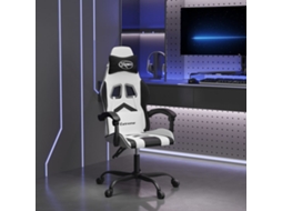 Vidaxl Cadeira Gaming Couro Artificial Branco E Preto
