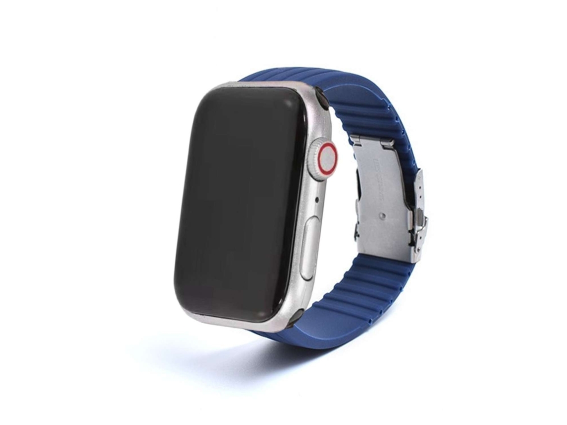 Bracelete Silicone Stripe Adaptável Apple Watch Series 4 44Mm Azul Escuro