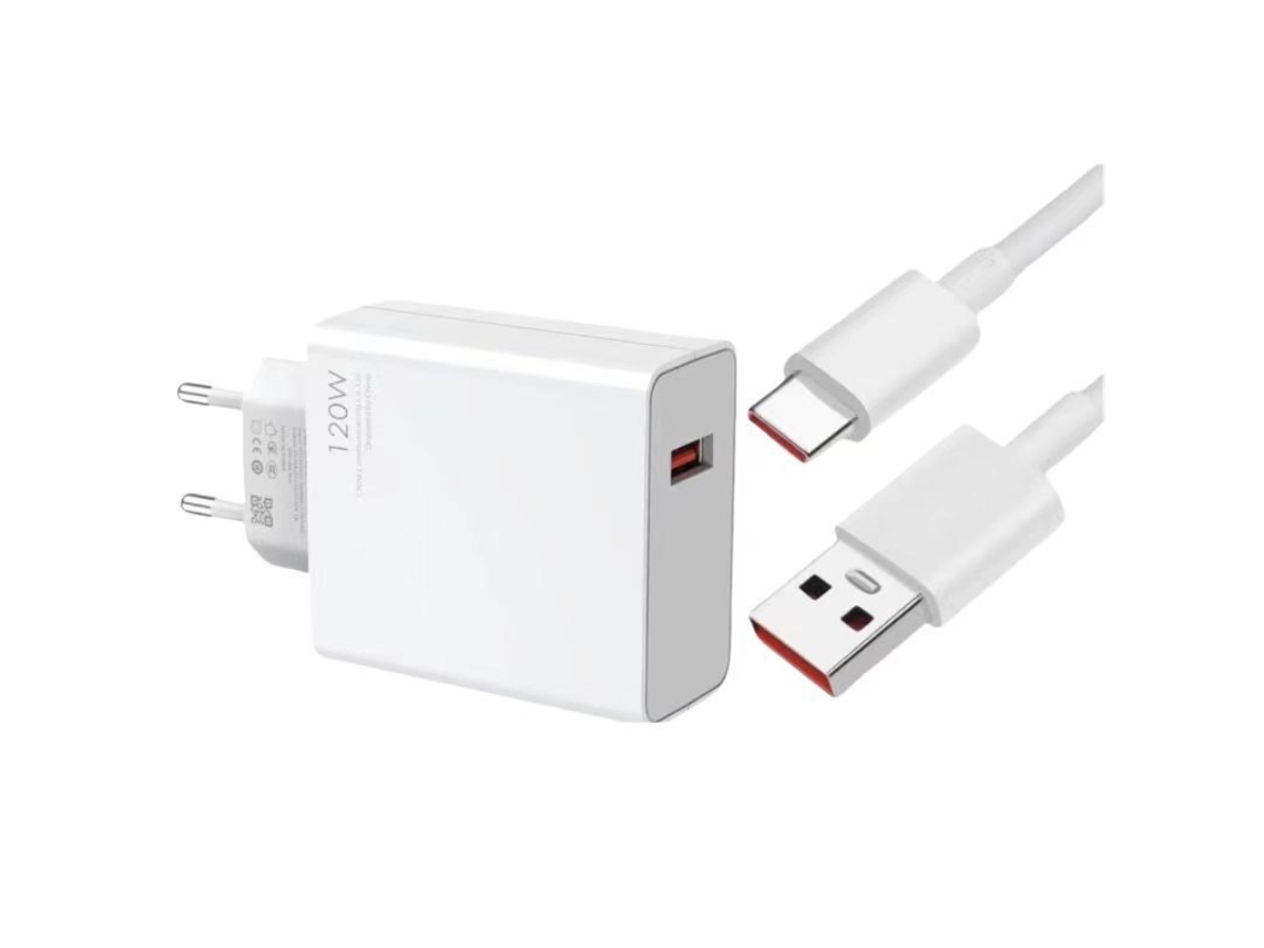 Kit 120w Compatível Com Xiaomi, Cabo 1,5m Usb-a Tipo-c, Alcance Ampliado