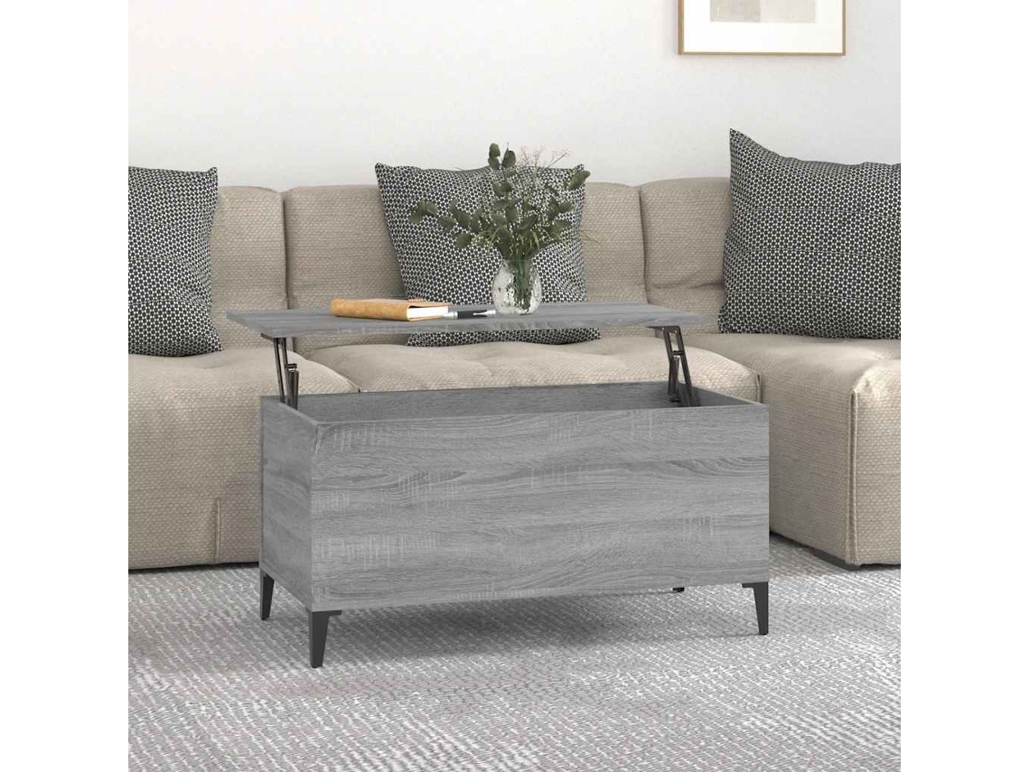 Vidaxl Mesa De Centro 90x44,5x45 Cm Derivados De Madeira Cinza Sonoma
