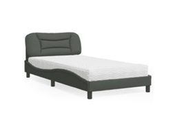 Vidaxl Cama com Colchão Hvar 100x200 Cm Tecido Cinzento escuro