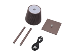 Rebe-lâmpada De Mesa Sem Fio Led Recarregável 3600mah Com 3 Cores E Regulável Sem Escalas, Luz Noturna Para Restaurante Dormitório Café Marrom