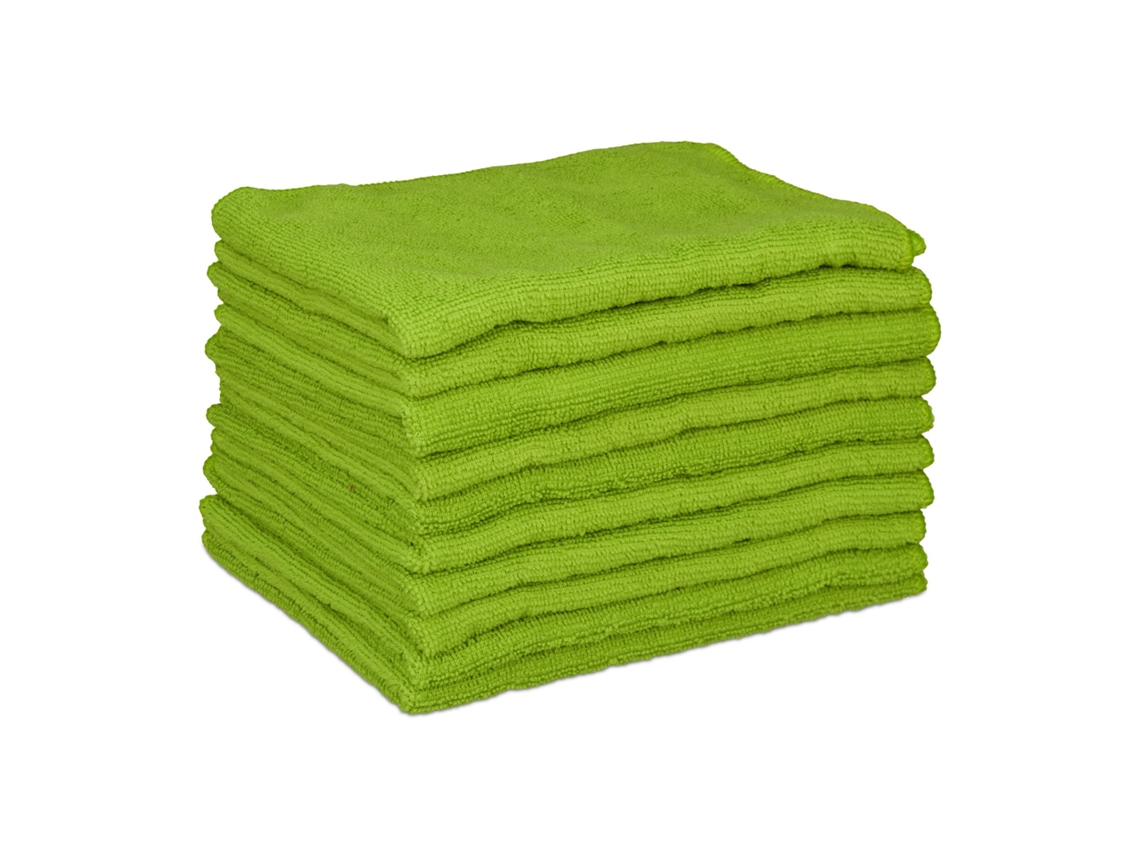 Relaxdays 10 X Panos de Microfibra 40x30 Verde BRILVIBERA