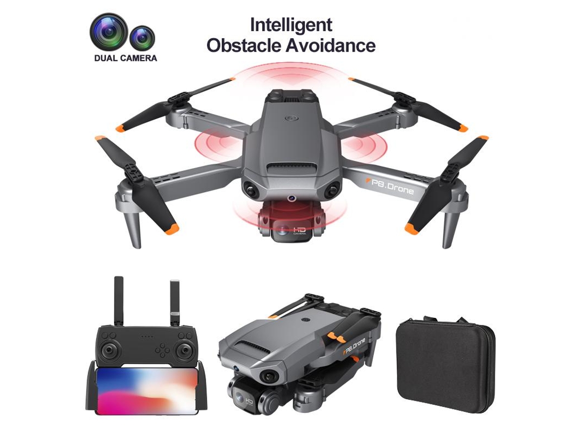 Drone P8 Com Câmera Dupla 4k Esc Hd Bestvite (3 Baterias Duração Da Bateria 12 Min Preto)