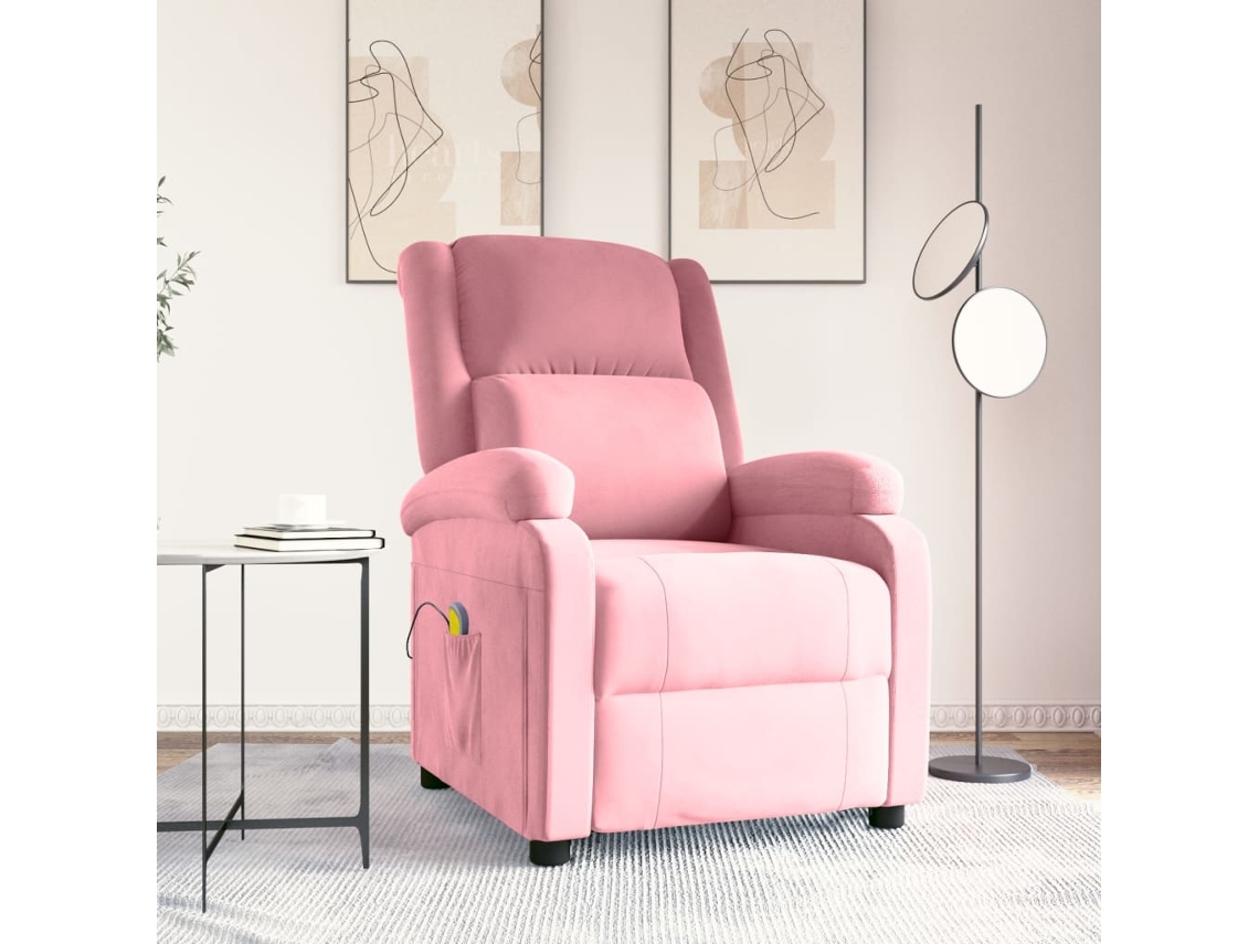 Vidaxl Poltrona De Massagens Veludo Rosa