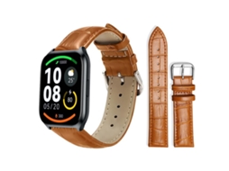 Bracelete para Xiaomi Haylou LS09b / LS05s / LS10 em couro com fivela de pino textura de bambu marrom claro XIAOMOYU