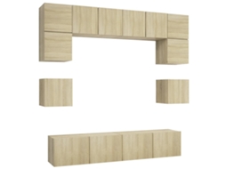 Tv Cabinet Set, Tv Cabinet Sets Vidaxl Marrom Madeira Processada (n/a)