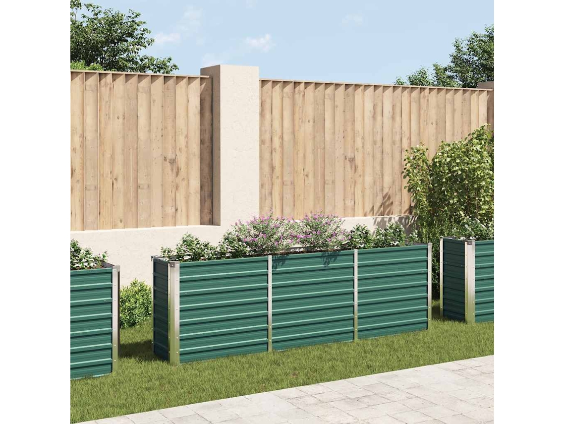Vidaxl Canteiro Elevado De Jardim Aço Galvanizado 240x40x77 Cm Verde