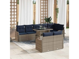Vidaxl Conjunto De Sofá De Jardim 9 Unid. Cinzeto Rattan Sintético