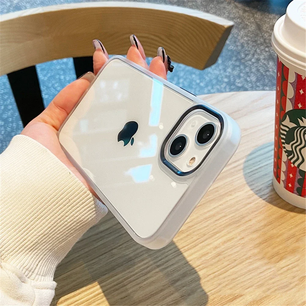 Capa Transparente À Prova De Choque Para Iphone 12 Mini (branco), Com Moldura Macia E Câmera De Metal.