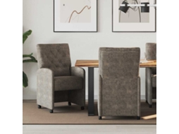 Vidaxl Cadeiras De Jantar Com Rodas 2 Unid. Couro Suede Sintético
