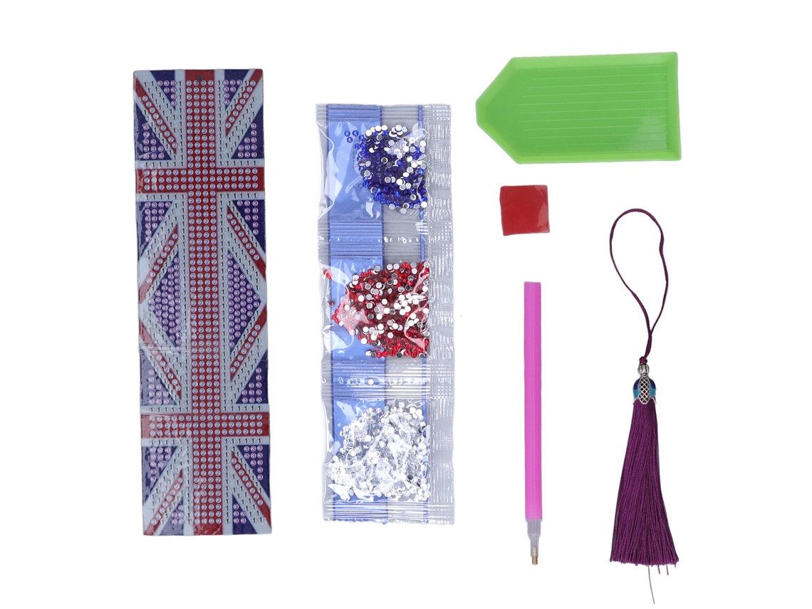 Marcador De Livro Com Pedras Strass Diy Padrão De Bandeira Impermeável Arte De Strass Com Borla