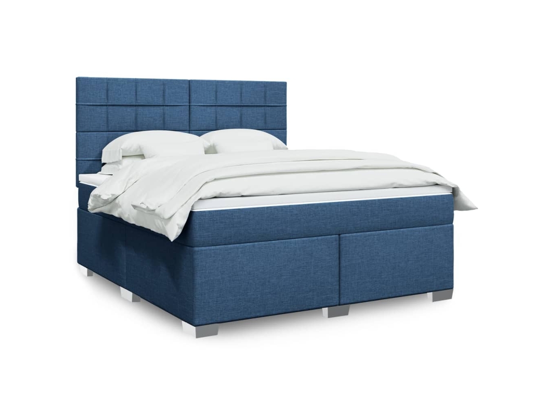 Vidaxl Cama Com Molas/colchão 180x200 Cm Tecido Azul