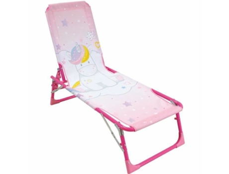 Espreguiçadeira de praia Fun House Unicorn Deckchair Sun Lounger 112 x 40 x 40 cm Infantil Dobrável