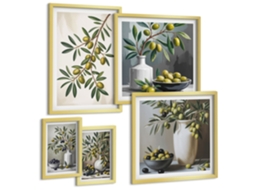 Conjunto De Pinturas Acentos De Oliva Interiores Rústicos Espelharte (5 Peças)