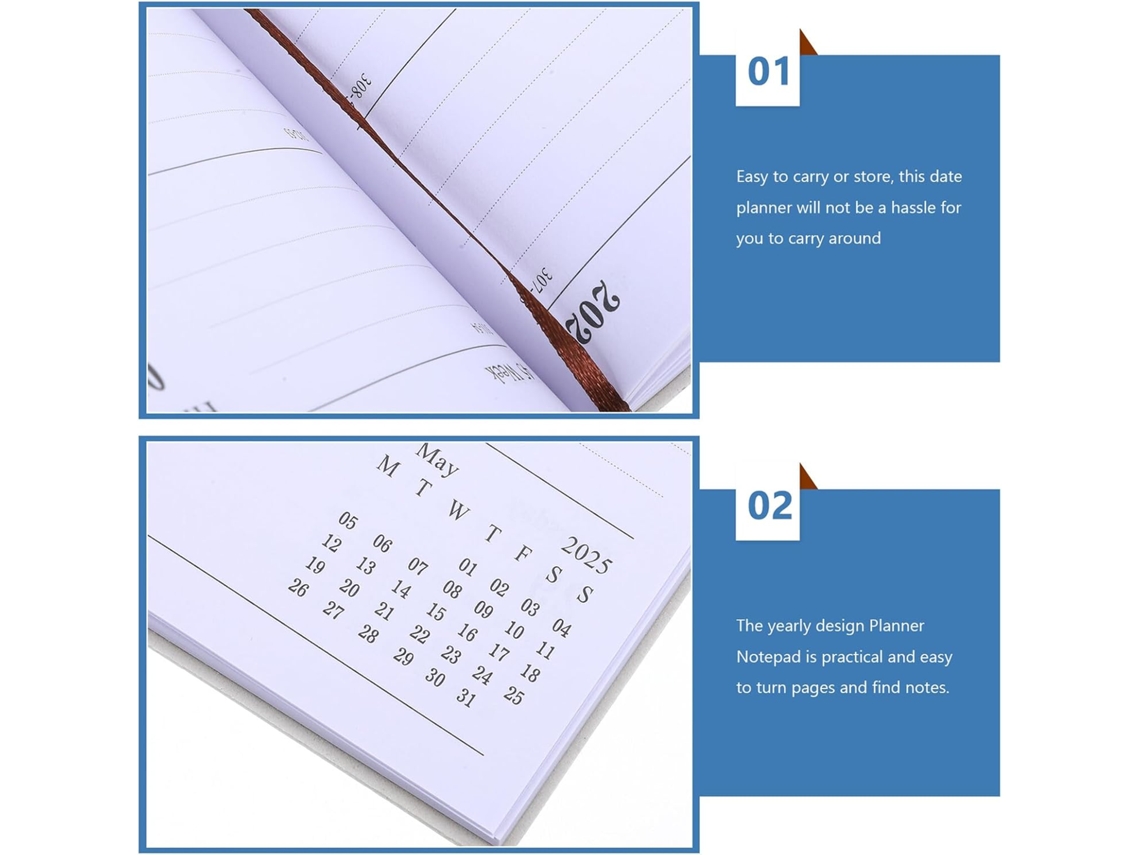 Agenda Diária Em Couro Pu Delicado Para Escritório E Casa, Caderno Portátil Para Organização Semanal E Mensal Gokoco