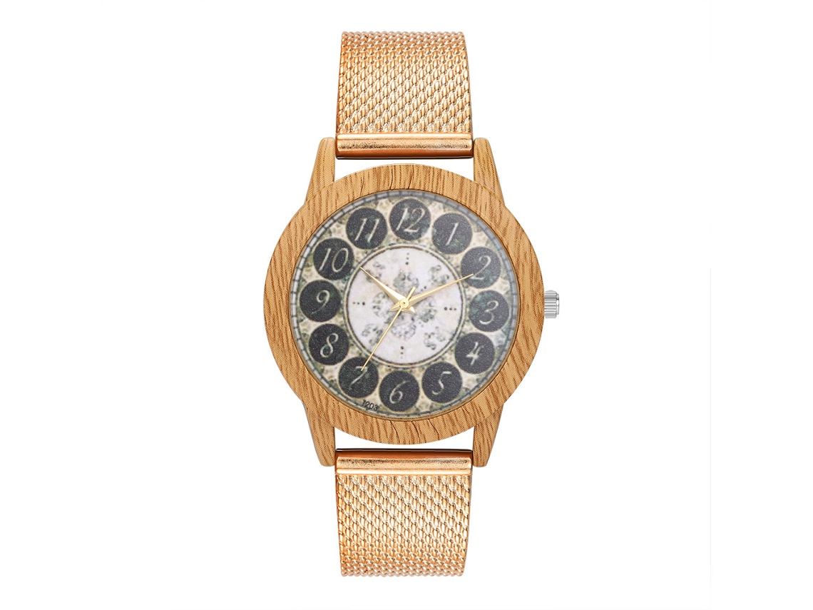 Relógio de quartzo unissex Zhoulianfa em ouro rosa com pulseira de silicone e mostrador numérico.