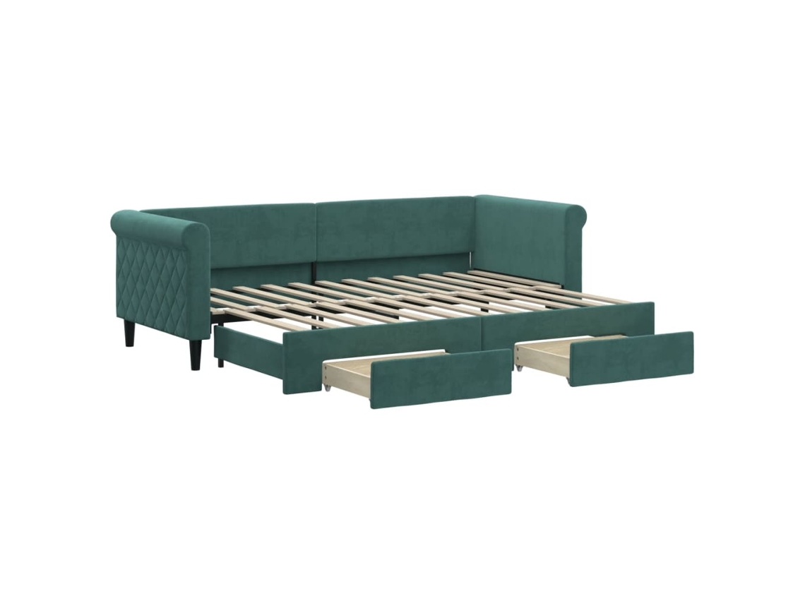Sofá-cama com gavetão VIDAXL Verde Veludo (80x200 cm)