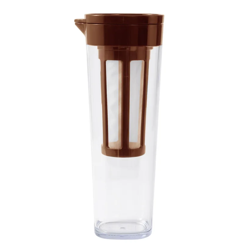 Jarra Portátil de 1100ml para Preparo de Bebidas Geladas com Filtro, Perfeita para Piqueniques e Acampamentos. MDUG (marrom)