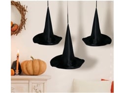 3 chapéus de bruxa para pendurar e decorar 18 cm