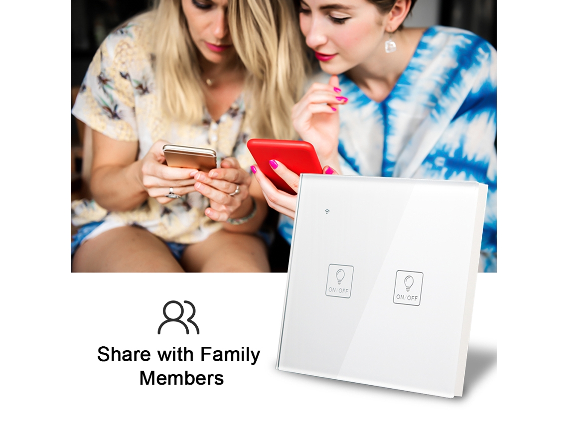 Laxiscreed Interruptor De Toque Wi-fi Inteligente Com Controlo Por App E Voz Para Automação Residencial