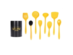 Conjunto De 9 Utensílios De Cozinha De Silicone Com Espátula, Sopaço E Balde