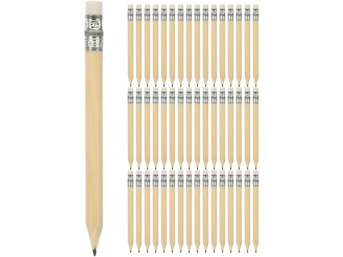 Pacote com 100 Lápis de Madeira Natural Amosfun, 10 Cm, Borracha, Unidades. Multifuncionais para Escrever, Des