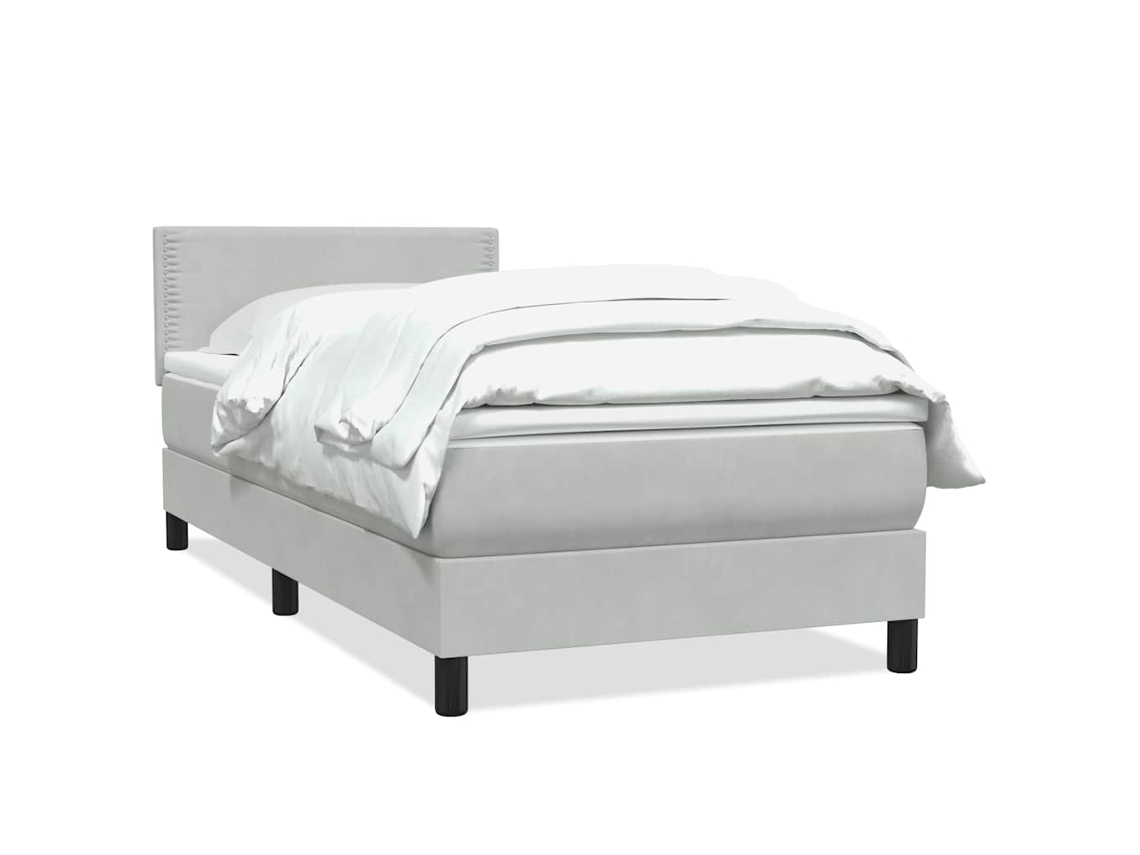 Cama com Molas/Colchão Veludo Cinzento Claro MAISON EXCLUSIVE (80x220 cm)