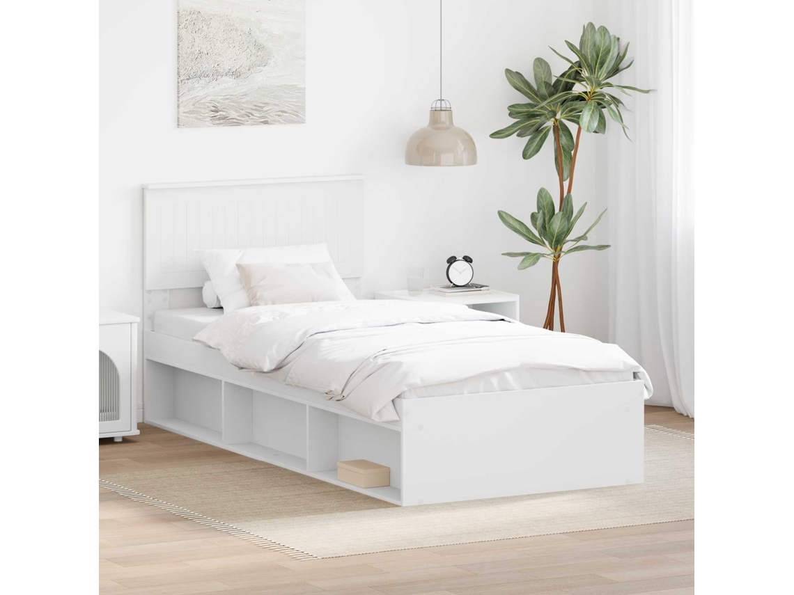 Vidaxl Estrutura Da Cama Branco 90 X 200 Cm Madeira De Pinheiro Sólida