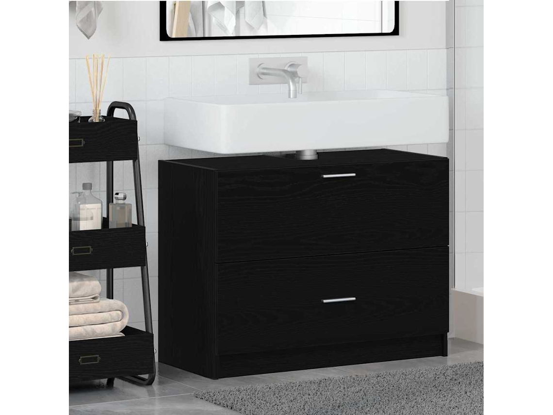 Vidaxl Armário De Banheiro Carvalho Preto 78 X 37 X 59 Cm