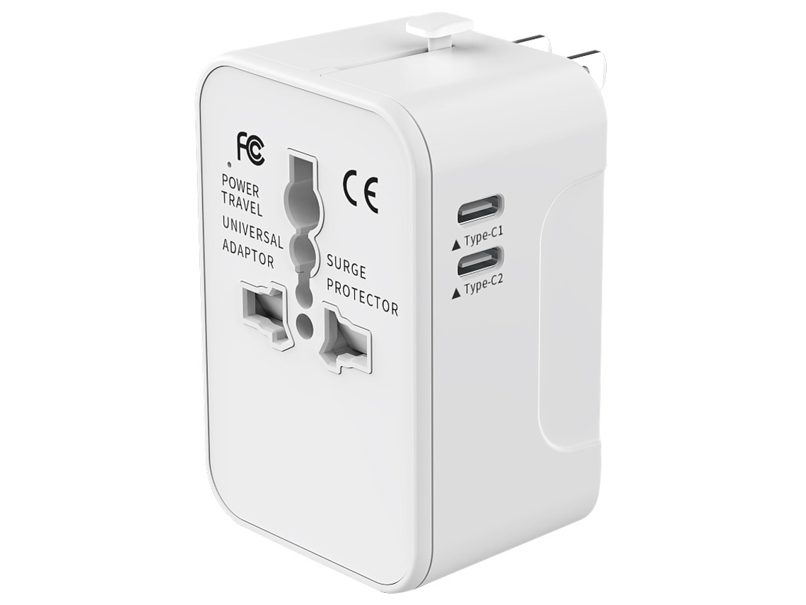 Adaptador De Tomada Universal Cabeça De Carregamento Multifuncional Duplo Tipo C Branco Cuich