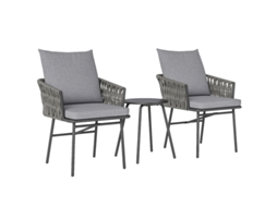 Conjunto Bistrô Rattan 3 Peças com 2 Cadeiras, Mesa e Almofadas VELTRIX