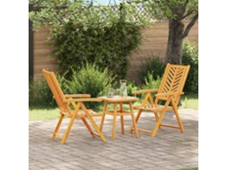 Vidaxl Conjunto De Jantar Para Jardim 3 Unid. Castanho