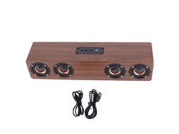 Caixa de Som Bluetooth Mali Retro com Subwoofer de Madeira, Chamadas Sem Fio para Laptop e Celular