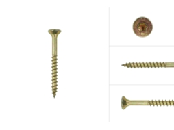 Parafusos para Aglomerado Galvanizados Amarelos 5 X 60 Mm Torx 25 com Ponta Perfurante Caixa 200 Peças WOVAR